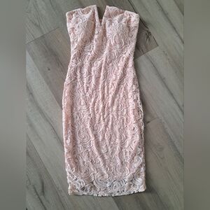Streetwear Society Strapless Blush Lace Dress
